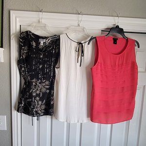 3 Designer Ann Taylor sleeveless blouses.